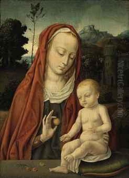 The Virgin And Child Oil Painting by (manner of) Memling, Hans