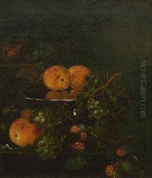 Fruchtestillleben Mit Raupen. Oil Painting by Franz Mendel