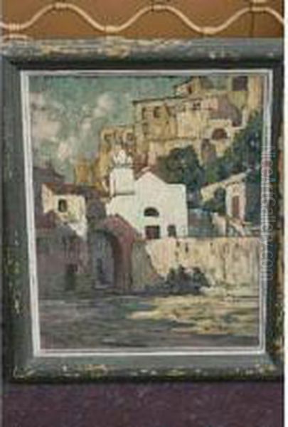 Village Corse Paire D Hu Oil Painting by Charles August Mengin