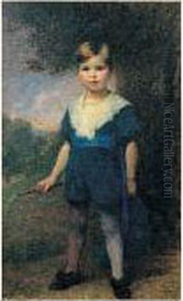 Portrait D'enfant Au Fouet Oil Painting by Charles August Mengin