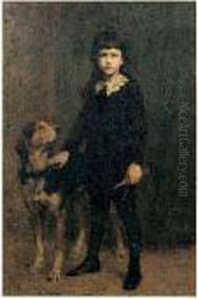 Portrait De Jacques Baudry,fils De Paul Baudry Oil Painting by Charles August Mengin