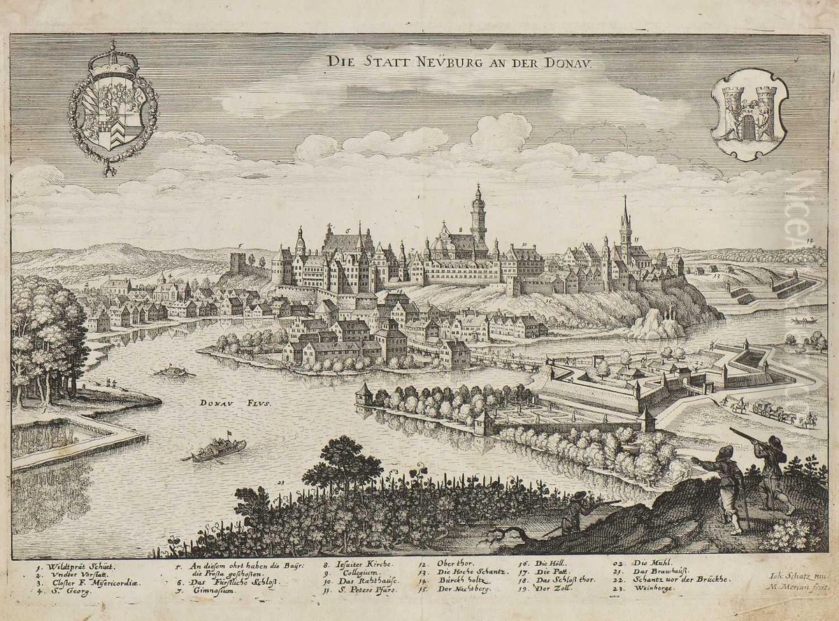 Freising - Neuburg A. D. - Oberaltaich Oil Painting by Matthaus the Elder Merian