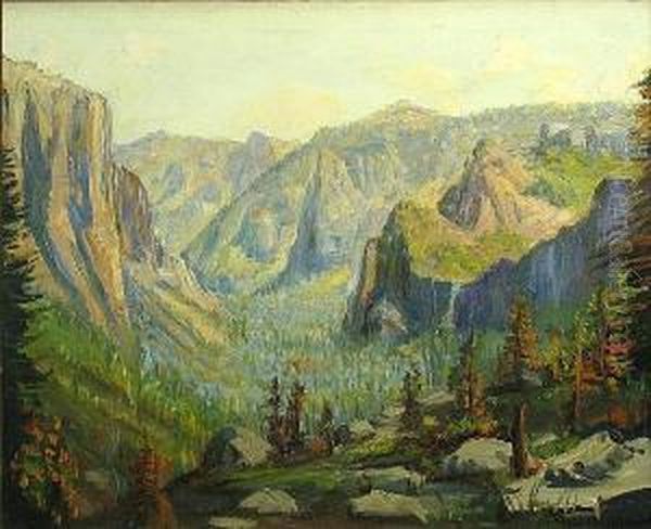 A View Of Yosemite Oil Painting by James Arthur Merriam
