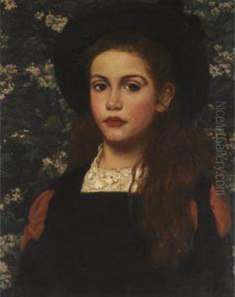 Portrait Of A Girl Oil Painting by Anna Lea Merritt