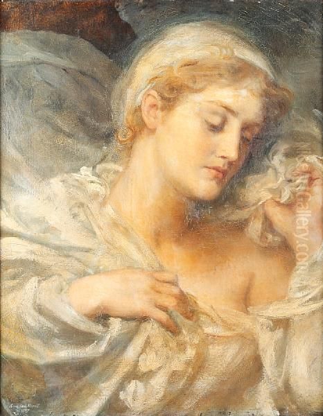 Portrait Of A Young Lady Oil Painting by Anna Lea Merritt