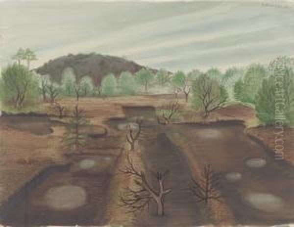 Niedersachsische Moorlandschaft Oil Painting by Hans Mertens