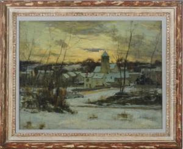 Village Sous La Neige Oil Painting by Joseph Paul Mesle