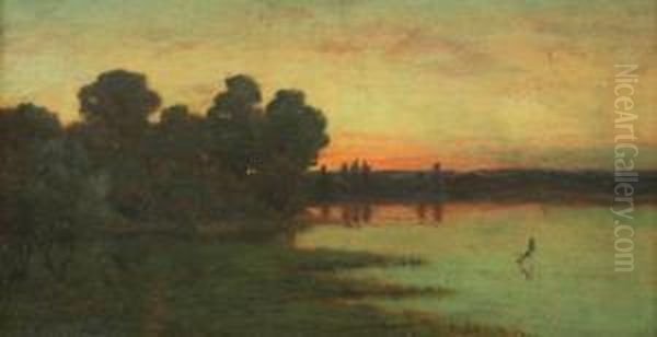Sunset Along The Potomac Oil Painting by Edmund Clarence Messer