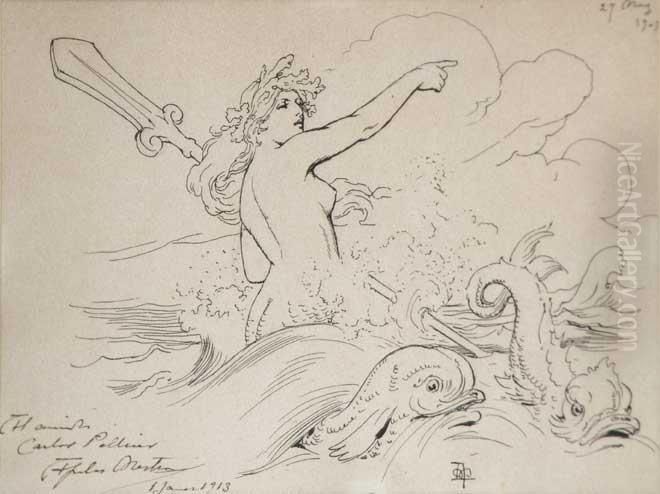 Dedicado A Carlospellicer. Oil Painting by Apeles Mestres