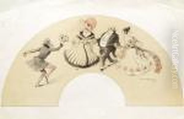 Deux Hommes Et Deux Femmes Oil Painting by Lucien Metivet