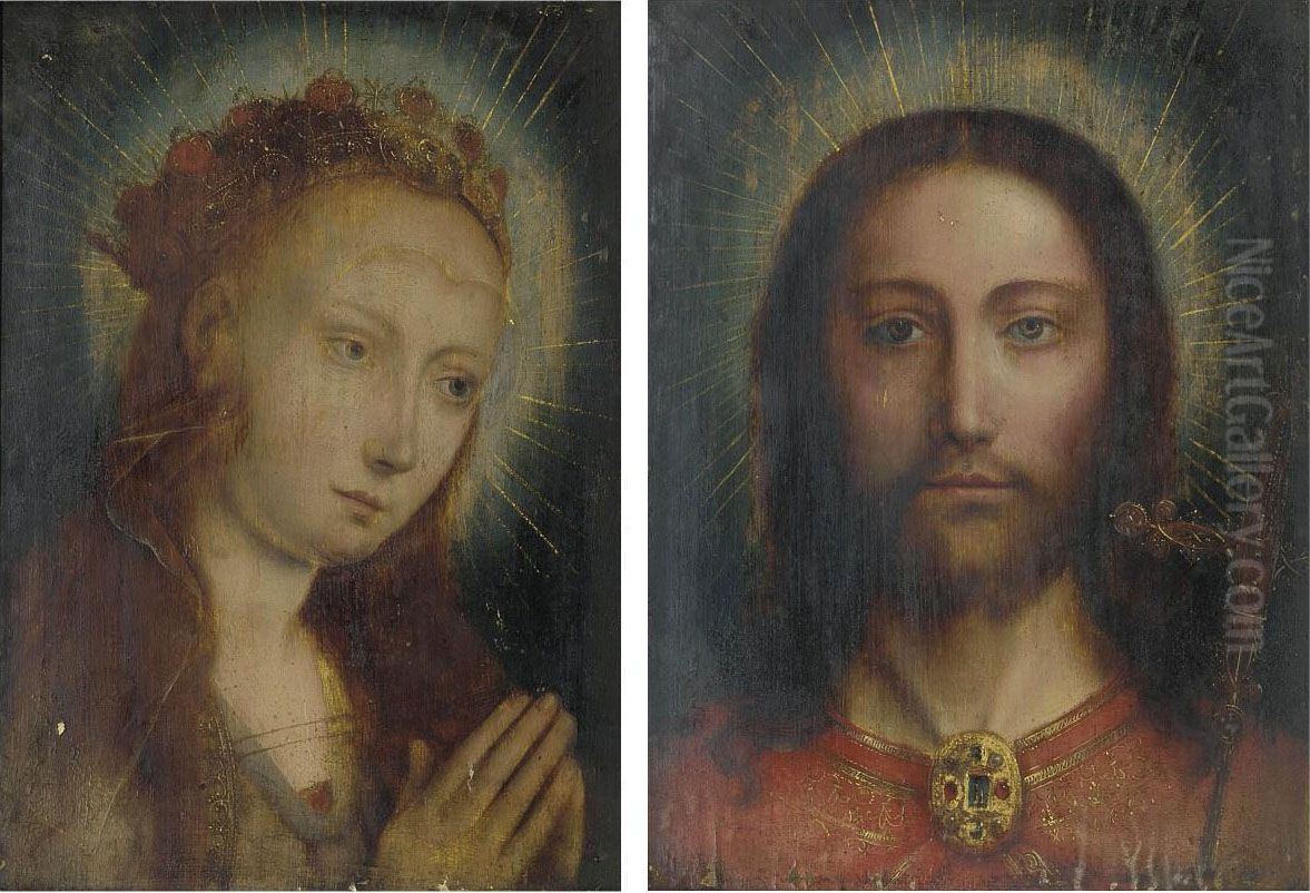 Christ Our Saviour; And The Virgin Oil Painting by Quinten Metsys