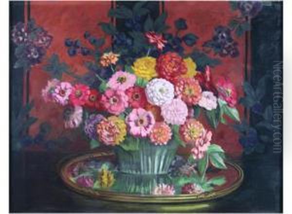 Still Life With Flowers Oil Painting by Georgette Meunier