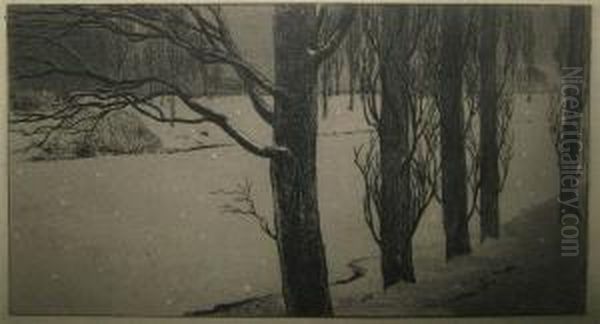 Sneeuwlandschap. Oil Painting by Henri Georges Jean Isidore Meunier