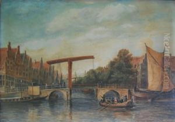 Canale Di Amsterdam Oil Painting by F. Meyer