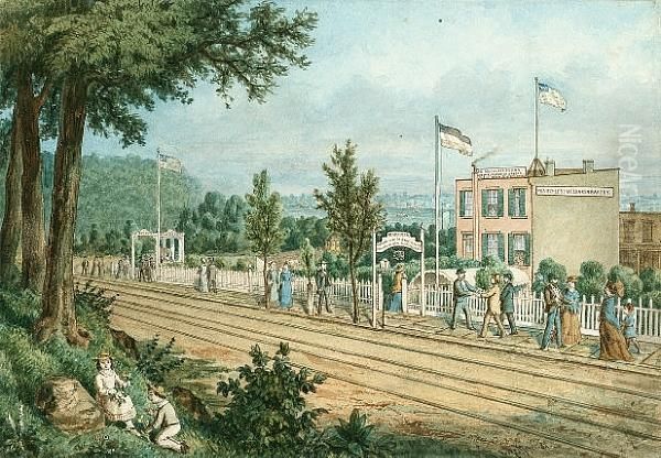 Mechler's Bakery, Weehawken, New Jersey, Usa, A Pair Oil Painting by Fritz Martin