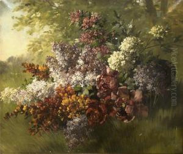 Blumenstillleben Am Waldrand Oil Painting by Sophie Meyer