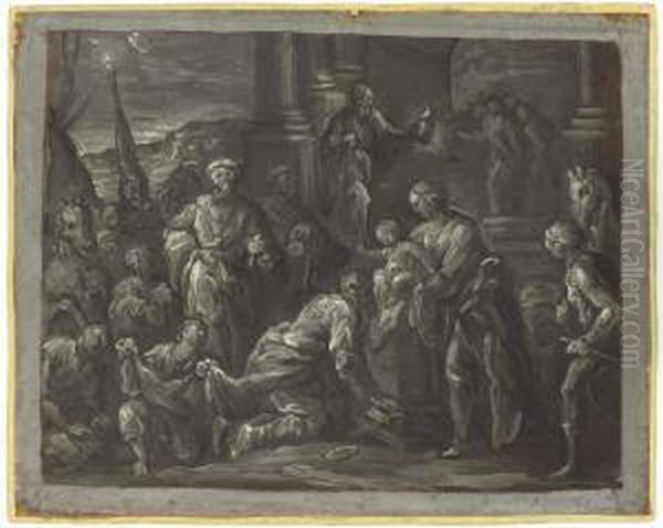 The Adoration Of The Magi Oil Painting by Andrea Michieli (see Vicentino)