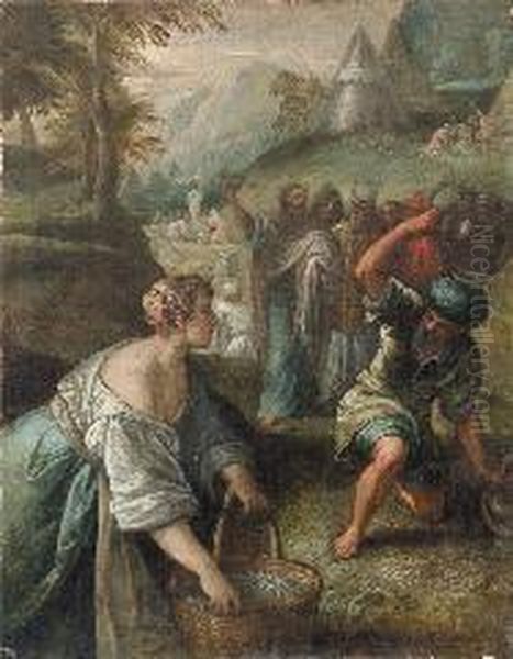 La Raccolta Della Manna Oil Painting by Andrea Michieli (see Vicentino)