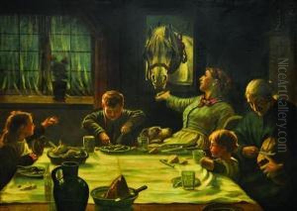 Family Dinner Oil Painting by David Middleton Cooper