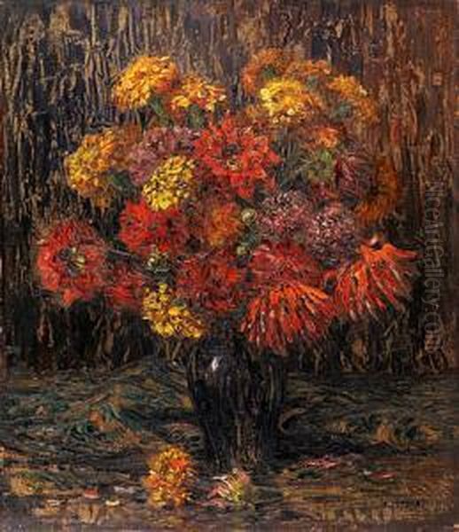 Astry W Wazonie Oil Painting by Ernst Miesler