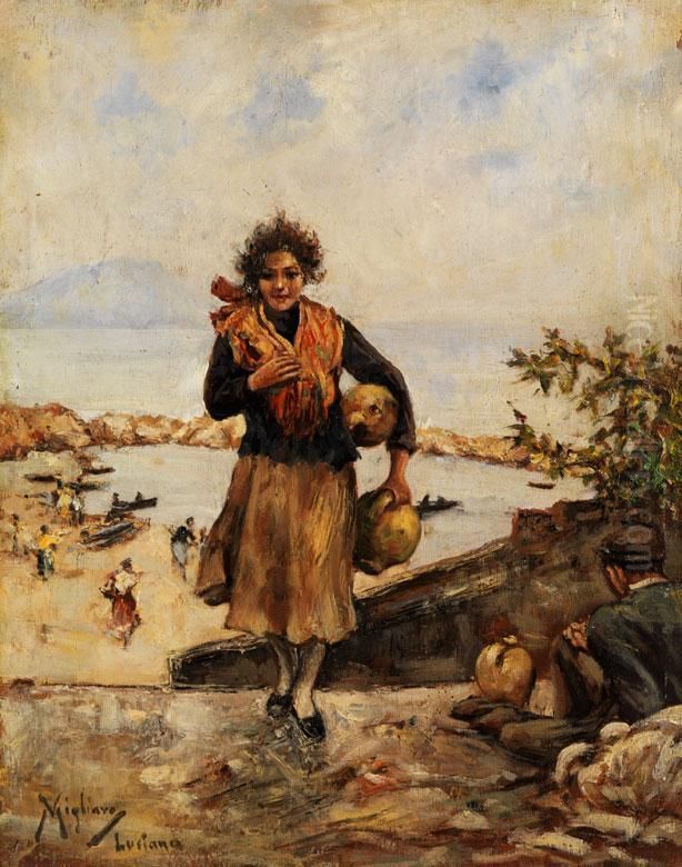 La Luciana Oil Painting by Vincenzo Migliaro