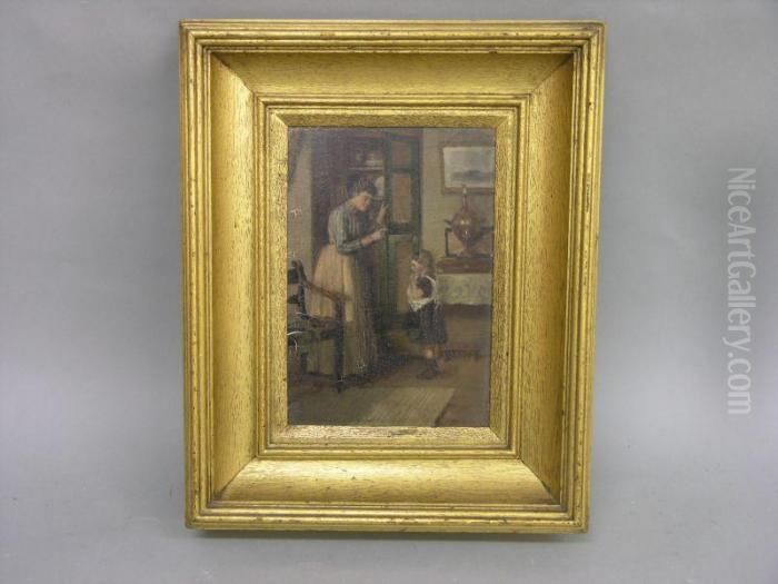 Mother Scolding Her Child Oil Painting by Fred Millard