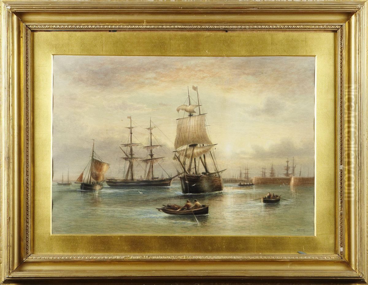 Segelfartyg I Hamn Oil Painting by Frederick Miller