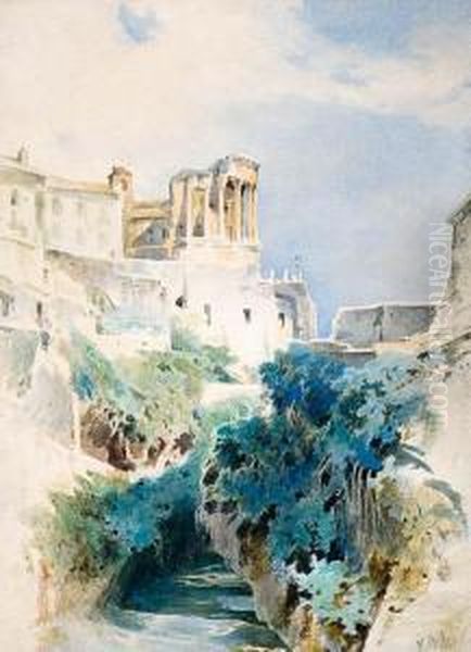 Swiatynia Westy W Tivoli Oil Painting by Karol Miller