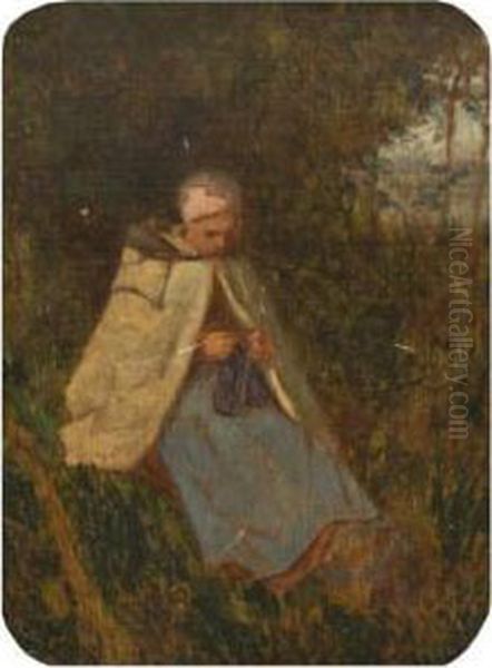 La Tricoteuse Oil Painting by Jean-Francois Millet