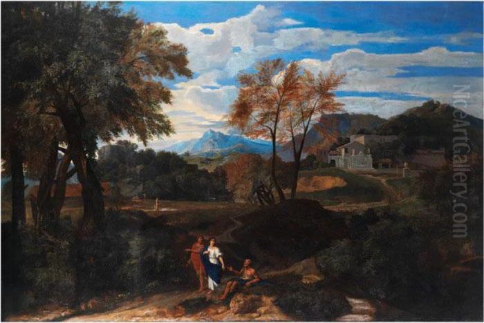 Arkadische Landschaft Mit Palastgeb Oil Painting by Francisque Millet