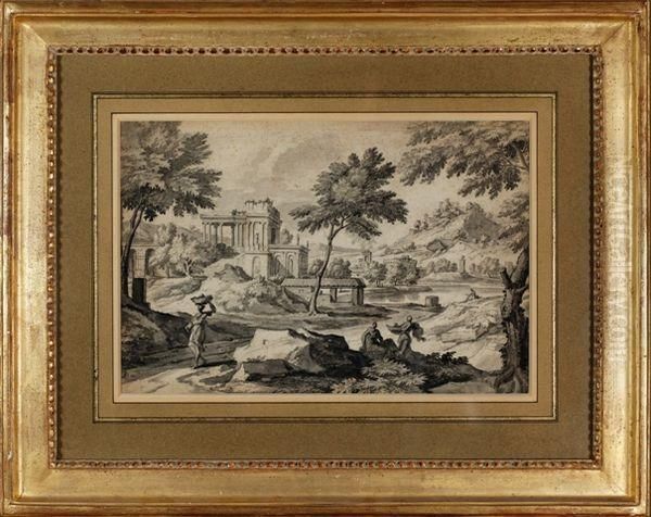 Paysage Classique. Oil Painting by Francisque Millet