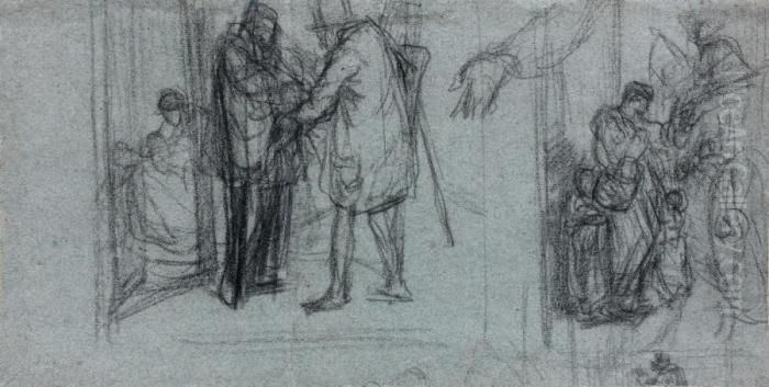 Agar Et Ismael Oil Painting by Jean-Francois Millet