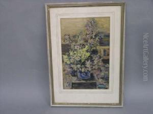 Still Life Of Flowers In A Vase 13.5 X 9in Oil Painting by Malcolm Milne