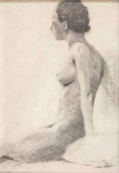Nudo Femminile Seduto Oil Painting by Joseph Milon