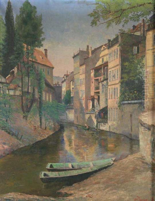 The Eertovka Channel In The Lesser Quarter Oil Painting by Jan Minarik