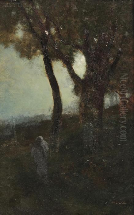 Midnight On The Mount Of Olives Oil Painting by Robert Crannell Minor Sr.