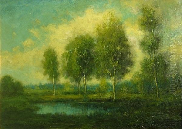 Shady Pool Oil Painting by Robert Crannell Minor Sr.