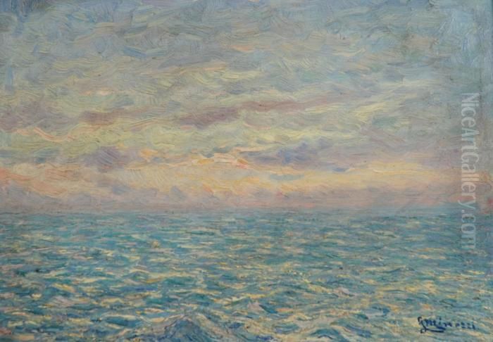 Mare Del Nord - Tramonto Sereno Oil Painting by Professor Filiberto Minozzi