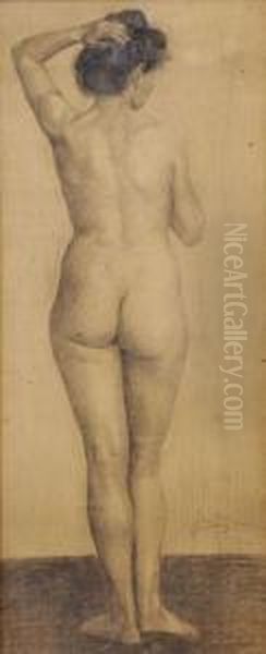 Stojaci Akt Zozadu Oil Painting by Friedrych Miroslav Bedrich