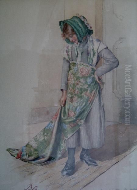 Young Woman In Corridor Oil Painting by Domenico Miserocchi