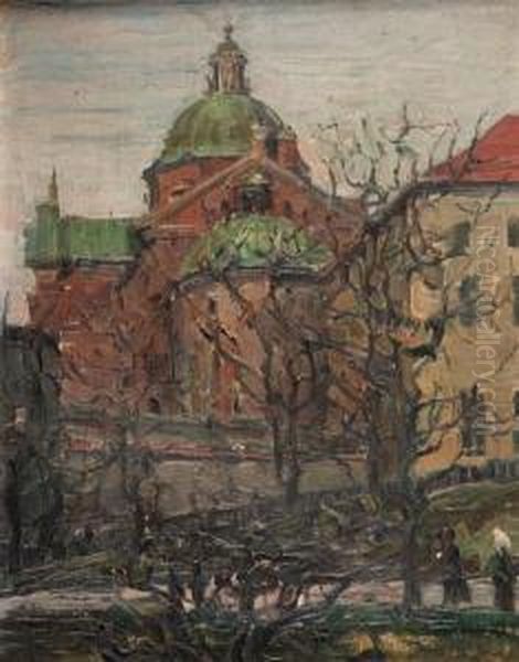 Kosciol Ss Piotra I Pawla W Krakowie Od Strony Plant Oil Painting by Ludwik Misky