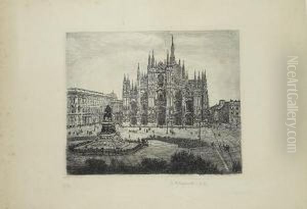 Piazza Del Duomo Oil Painting by Giuseppe Miti-Zanetti