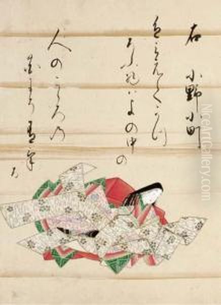 The Thirty-six Immortal Poets Oil Painting by Mitsuoki, Tosa