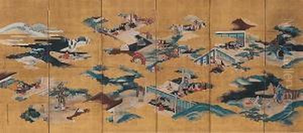 Scenes From The Tale Of Genji Oil Painting by Tosa Mitsuzane