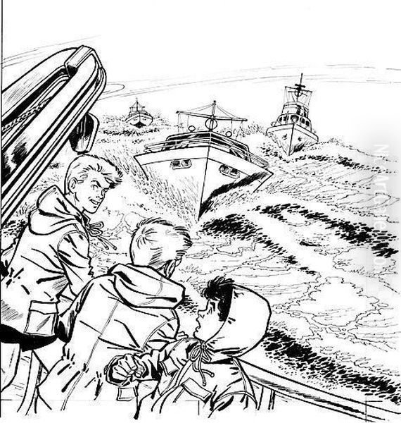 Les NaufrageursDe La Brume Oil Painting by Mittei