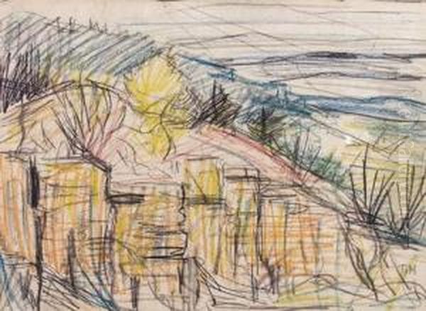 Abstrahierte Landschaft. Oil Painting by Theobald Modespacher