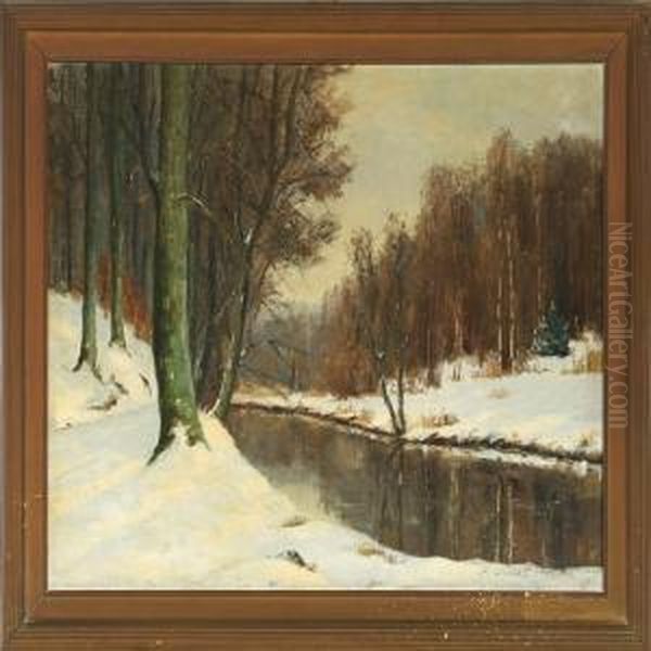 Vinter I Sorgenfrislotspark Oil Painting by Andreas Moe