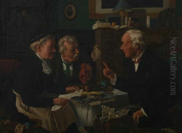 At The Lawyer's Office Oil Painting by Louis Charles Moeller