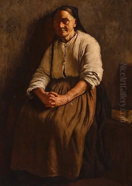 Old Woman Oil Painting by Louis Charles Moeller
