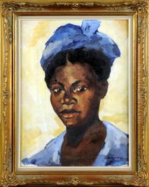 Africaine Au Turban. Oil Painting by Joseph Moeyens
